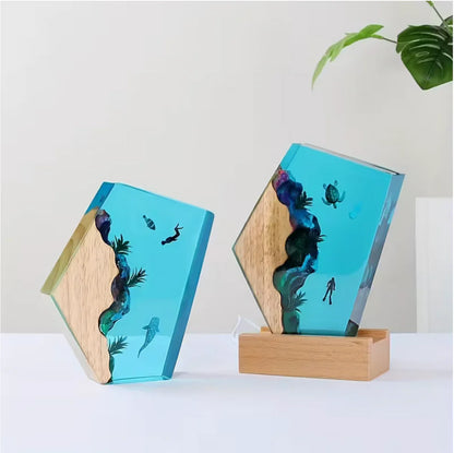 Turtle, Whale & Jellyfish Resin Lamp