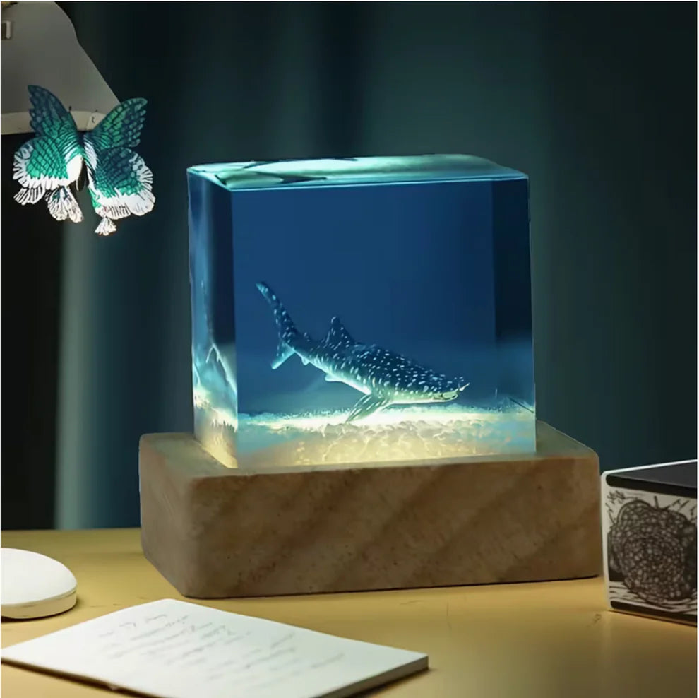 Single Whale Resin Lamp